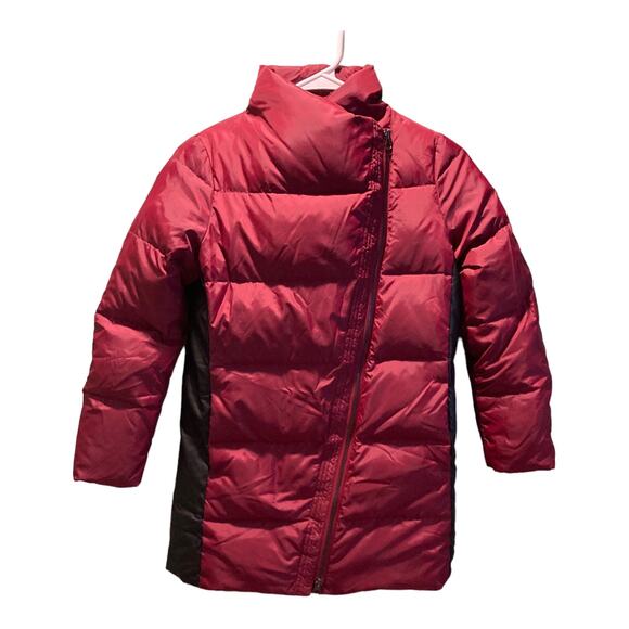 Vince Women's Asymmetrical Zip Puffer Jacket Size S Burgundy Red - Picture 2 of 6